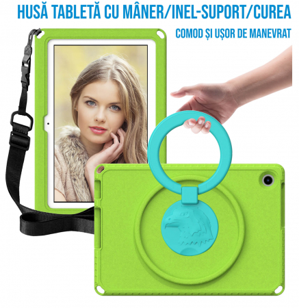 Husa protectie tableta fata/spate pentru copii, compatibila cu Samsung Galaxy TAB A7 Lite 8.7" T220/T225, TAB A 8" T290/295 2019, cu suport-inel, spuma [4]