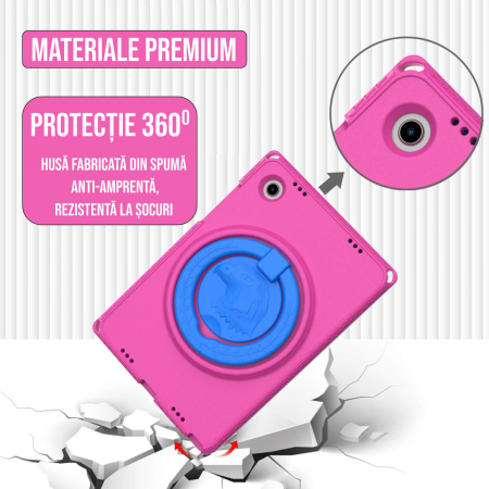 Husa protectie tableta fata/spate pentru copii, compatibila cu Samsung Galaxy TAB A7 Lite 8.7" T220/T225, TAB A 8" T290/295 2019, cu suport-inel, spuma [4]