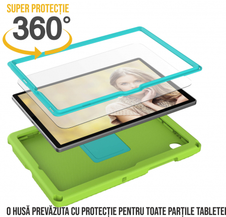 Husa protectie tableta fata/spate pentru copii, compatibila cu Samsung Galaxy TAB A7 Lite 8.7" T220/T225, TAB A 8" T290/295 2019, cu suport-inel, spuma [5]