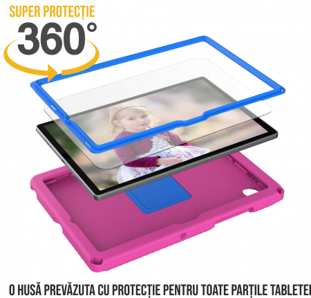 Husa protectie tableta fata/spate pentru copii, compatibila cu Samsung Galaxy TAB A7 Lite 8.7" T220/T225, TAB A 8" T290/295 2019, cu suport-inel, spuma [2]