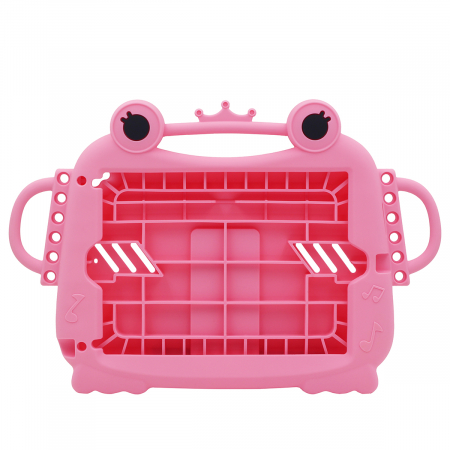 Husa protectie tableta, pentru copii, silicon, iPad Air, iPad Air 2, iPad Pro 9.7, iPad New 9.7, protectie silicon antisoc rezistenta la lovituri, acces la toate porturile, Broasca, roz [5]