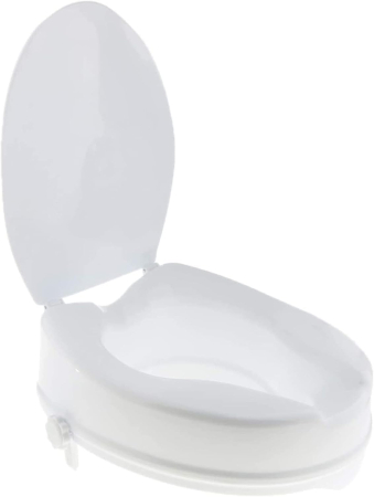 Scaune de WC - Inaltator WC universal cu capac, inaltime 15 cm, sistem de prindere reglabil, sarcina maxima 200 kg, usor de instalat si curatat, alb
