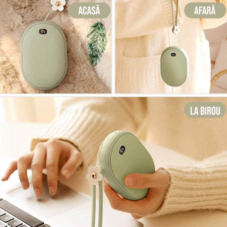 Incalzitor de maini cu powerbank 10000mAh, 12W, incarcare USB tip C, 2 trepte incalzire, pana la 6 ore de functionare, RESIGILAT [4]