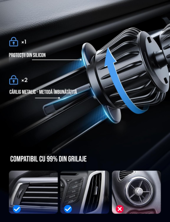 Suport de telefon cu MagSafe pentru masina, 20 de magneti puternici, suport magnetic pentru grila de ventilatie auto, rotative, compatibil cu iPhone 17 16 15 14 13 Pro Plus Max [3]
