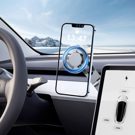 Suport telefon pentru Tesla Model S, Model 3, Model X si Model Y, cu prindere in partea verso a ecranului tactil, compatibil cu iPhone si Android, RESIGILAT [6]