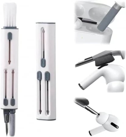 Kit de curatare 4 in 1 pentru AirPods, Earbuds, casti wireless, smartphone, tastatura, bord masina, Ideas4comfort, universal (alb/negru) [2]