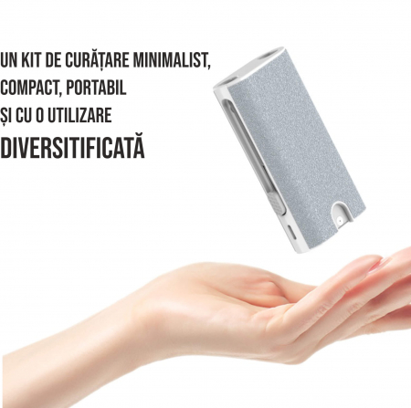 Kit de curatare 5 in 1 pentru AirPods, Earbuds, casti wireless, smartphone, tastatura, bord masina, Ideas4comfort, universal, gri [2]