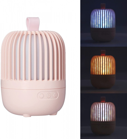 Lampa de veghe muzicala rotativa pentru copii, portabila, cu proiector, LED 3 culori, lumina reglabila, 3 filme de proiectie color, reincarcabila USB, 8 melodii, Ideas4Comfort, (alb/roz) [2]