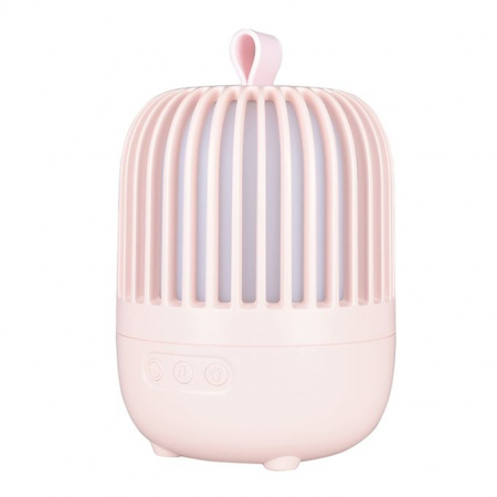 Lichidare de stoc - Lampa de veghe muzicala rotativa pentru copii, portabila, cu proiector, LED 3 culori, lumina reglabila, 3 filme de proiectie color, reincarcabila USB, 8 melodii, Ideas4Comfort, (alb/roz)