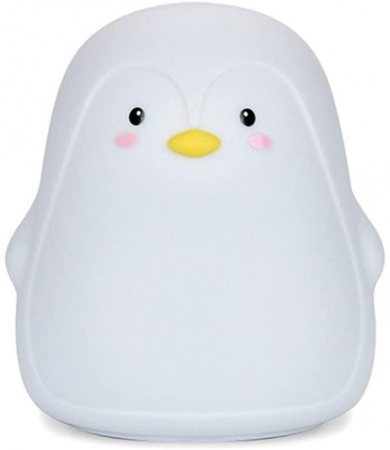 Lampi de veghe - Lampa de veghe portabila cu 7 culori de LEDuri, Ideas4Comfort, silicon BPA-free, lavabila, reincarcabila USB, touch-control, Pinguin