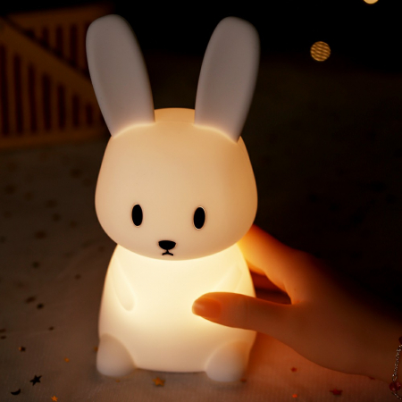 Lampa de veghe portabila cu 7 culori LED, temporizator 3 ore, silicon BPA-free, reincarcabila USB, touch-control, lampa de noapte, Iepuras. [4]