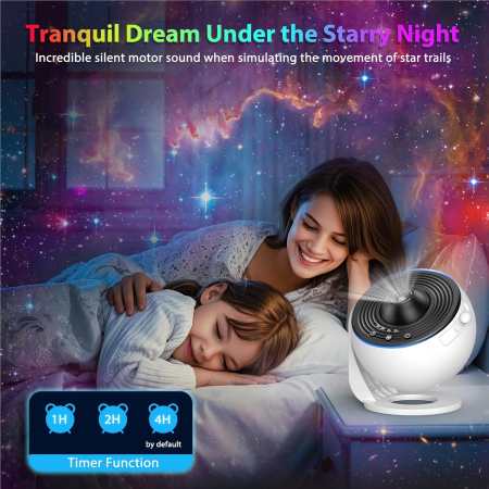 Lampa proiector Cosmic HD, lampa de veghe copii, rotativa 360°, focus reglabil, temporizator, proiector stele copii cu 12 discuri proiectie cosmice [8]