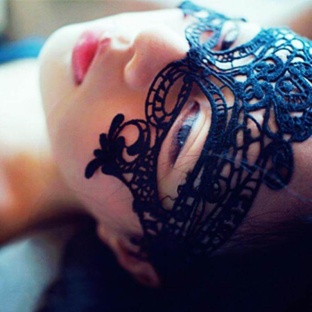 Lenjerie erotica costum sexy din plasa elastica cu romburi largi, poliamida, marime universala, cu masca dantelata si panglica satinata de ochi incluse [9]