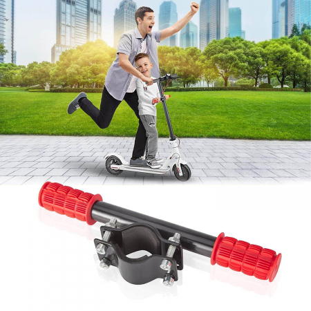 Maner ghidon suplimentar trotineta, scuter, 23 cm, reglabil, mansoane din silicon, ghidon de copil pentru trotineta, Ideas4Comfort, rosu [7]
