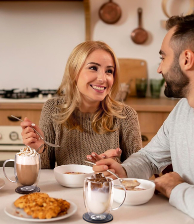 Pahar cu perete dublu cu maner 150 ml, din sticla borosilicata premium termorezistenta, design modern, cana transparent cafea, cappuccino, ceai, suport din pluta inclus, transparent [11]