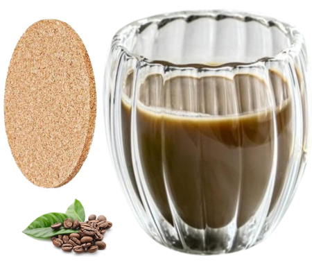 Accesorii bucatarie - Pahar perete dublu 250 ml, cu striatii, din sticla borosilicata premium termorezistenta, design modern, cana transparent cafea, cappuccino, ceai, suport de pluta inclus, transparent - Copie