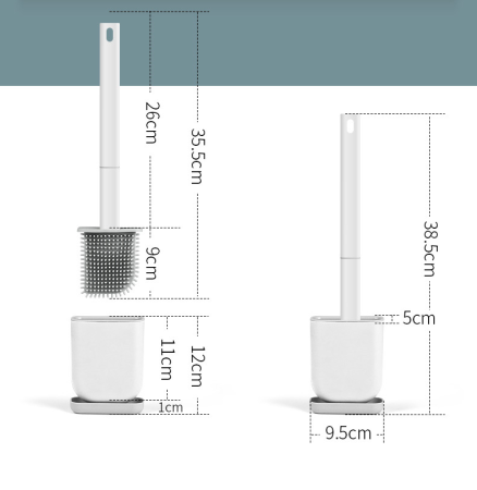 Perie de toaleta cu cap fexibil din silicon, design ergonomic, uscare rapida, montaj pe perete sau podea [3]