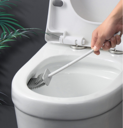 Perie de toaleta cu cap fexibil din silicon, design ergonomic, uscare rapida, montaj pe perete sau podea [7]