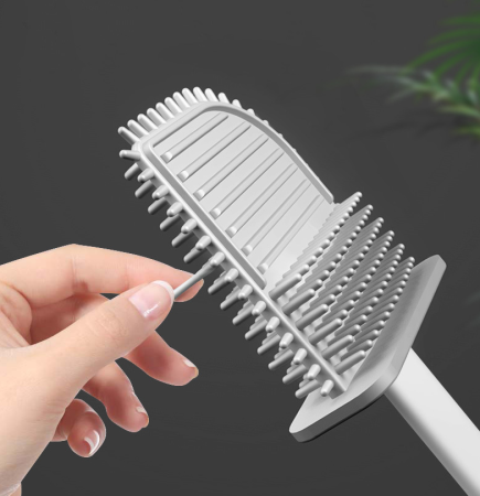 Perie de toaleta cu cap fexibil din silicon, design ergonomic, uscare rapida, montaj pe perete sau podea [5]