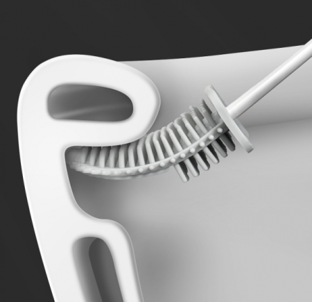 Perie de toaleta cu cap fexibil din silicon, design ergonomic, uscare rapida, montaj pe perete sau podea [4]