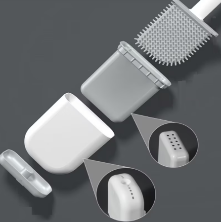 Perie de toaleta cu cap fexibil din silicon, design ergonomic, uscare rapida, montaj pe perete sau podea [9]