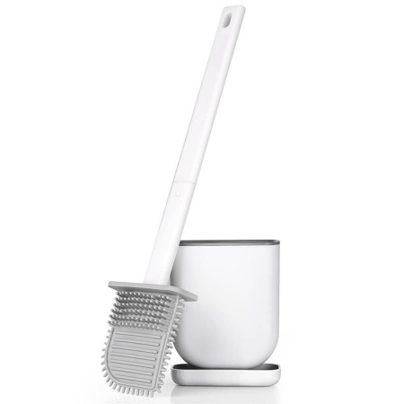 Accesorii baie - Perie de toaleta cu cap fexibil din silicon, design ergonomic, uscare rapida, montaj pe perete sau podea