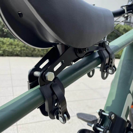 Scaun copil pentru bicicleta cu montaj pe cadru cu ghidon auxiliar pentru copil, varsta 2-5 ani, capacitate 22 kg, cu suport pentru picioare, negru [9]