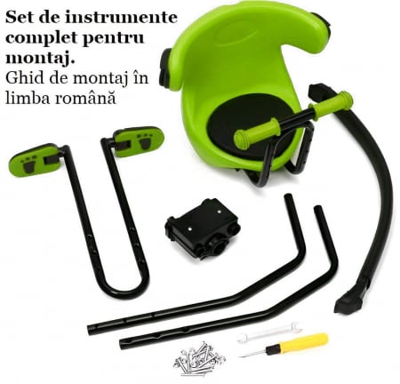 Scaun de copil pentru bicicleta cu prindere pe bara orizontala din fata, centuri de siguranta, sarcina maxima 20 kg, suport picioare [8]