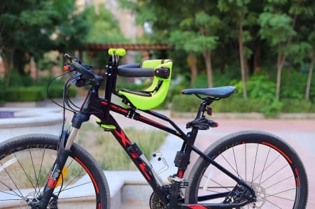 Scaun de copil pentru bicicleta cu prindere pe bara orizontala din fata, centuri de siguranta, sarcina maxima 20 kg, suport picioare [11]