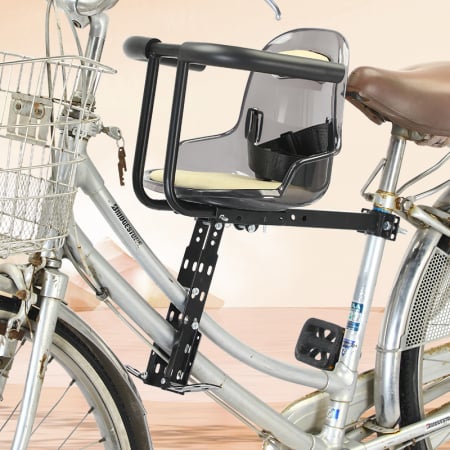 Scaun de copil pentru bicicleta cu prindere pe bara orizontala din fata, centuri de siguranta, sarcina maxima 20 kg, suport picioare, bej [10]
