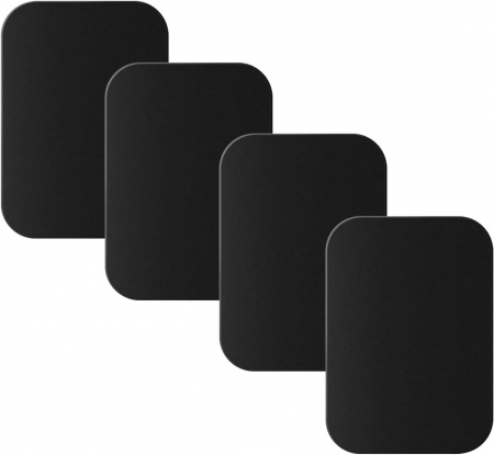 Accesorii auto - Set 4 placute metalice pentru suport magnetic de telefon, adeziv 3M, dimensiunea 4.5 x 6.5 cm, utilizare universala, negru