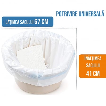 Set 20 saci urinari de unica folosinta 67x41 cm cu snur si 20 de absorbanti urinari tip paduri 13x25 cm pentru plosca urinara, toaleta de camera sau scaun WC [4]