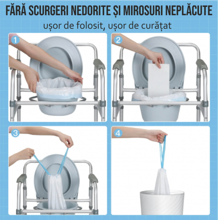 Set 20 saci urinari de unica folosinta 67x41 cm cu snur si 20 de absorbanti urinari tip paduri 13x25 cm pentru plosca urinara, toaleta de camera sau scaun WC [5]