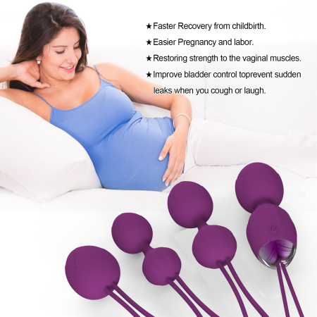 Set 4 bile Kegel vaginale din silicon medicinal, cu telecomanda, rezistente la apa, cu masca dantelata, panglica satinata de ochi, lenjerie din plasa elastica incluse [3]