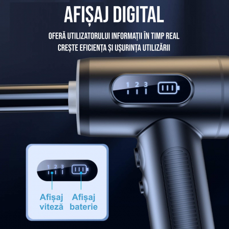 Set aspirator portabil cu suflanta aer, reincarcabil USB, 6000mAh, afisaj LED, 3 viteze, 9x capete adaptoare, 2x filtre HEPA, negru [4]