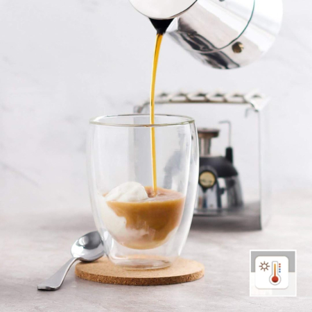Pahare sticla dubla 250 ml fara maner cafea ceai cappuccino suport pluta [7]