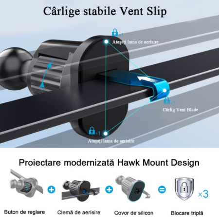 suport telefon auto grila ventilatie rotativ 360 universal [6]