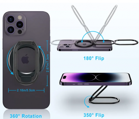 Suport inel MagSafe pentru telefon, universal, magnetic, rotativ, compatibil cu iPhone 15/14/13/12, huse MagSafe sau smartphone Android, inel ESR HaloLock cu adeziv inclus [10]