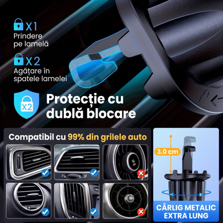 suport telefon auto grila ventilatie rotativ 360 universal [6]