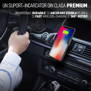 Suport de telefon cu incarcare wireless pentru grila de ventilatie, UNIVERSAL [5]