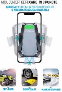 Suport de telefon cu incarcare wireless pentru grila de ventilatie, UNIVERSAL [6]