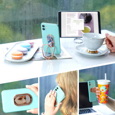 Inel pentru telefon cu suport magnetic, compact, cu functia stand de birou si agatatoare, adeziv 3M, rotativ 360⁰, universal, negru/argintiu/roz [6]