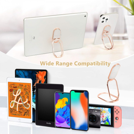 Inel pentru telefon cu suport magnetic, compact, cu functia stand de birou si agatatoare, adeziv 3M, rotativ 360⁰, universal, negru/argintiu/roz [8]