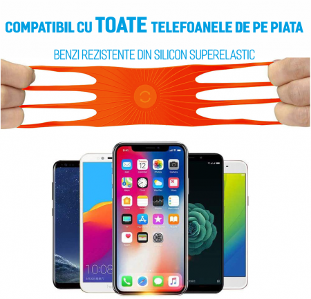 Suport telefon universal pentru bicicleta, din silicon, rotativ 360⁰, montaj pe ghidon, compatibil bicicleta, carut, trotineta, scuter, negru [2]