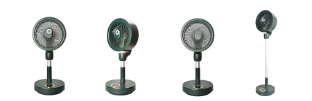 Ventilator cu picior reglabil pe inaltime, Ideas4Comfort, rotativ, portabil, telecomanda, reincarcabil USB, acumulatori 10000mAh, cu talpa rotunda, verde - RESIGILAT [9]