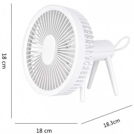 Ventilator cu trepied si carlig-suport rotativ, portabil, telVentilator portabil cu telecomanda si lampa LED, reincarcabil USB, 4 viteze, putere 8W, acumulatori 4000mAh, pentru birou, dormitor, terasa [1]