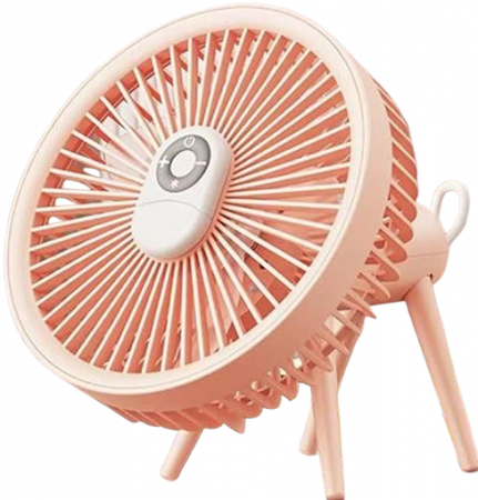 Ventilatoare - Ventilator cu trepied si carlig-suport rotativ, portabil, telVentilator portabil cu telecomanda si lampa LED, reincarcabil USB, 4 viteze, putere 8W, acumulatori 4000mAh, pentru birou, dormitor, terasa