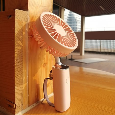 Ventilator de mana, portabil, 3 trepte ventilatie, incarcare USB, acumulator 1200 mAh, 2 W, roz [3]