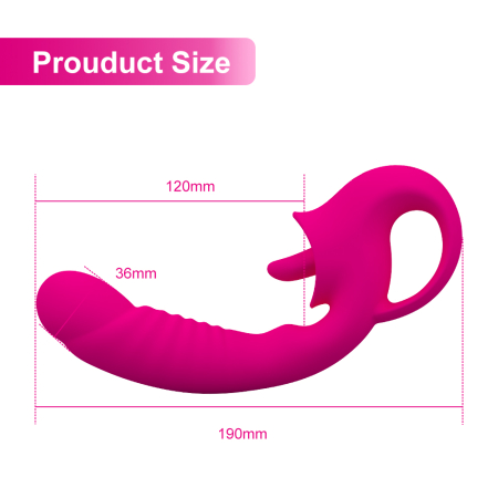 Vibrator dublu cu limba, GABOS, cu 10 moduri de vibratii, silicon medical, reincarcabil USB, rezistent la apa, jucarie sexuala, cu masca dantelata, panglica satinata de ochi [2]