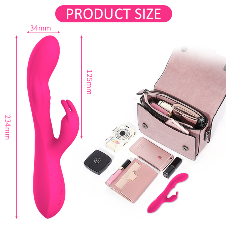 Vibrator Iepuras 23 cm din silicon medicinal, GABOS, cu 10 moduri de vibratii, reincarcabil USB, rezistent la apa, jucarie sexuala femei, cupluri [2]